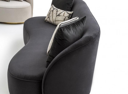 Luxus Couchen Möbel Wohnzimmer Viersitzer Schwarz Textil Möbel Rund 4er